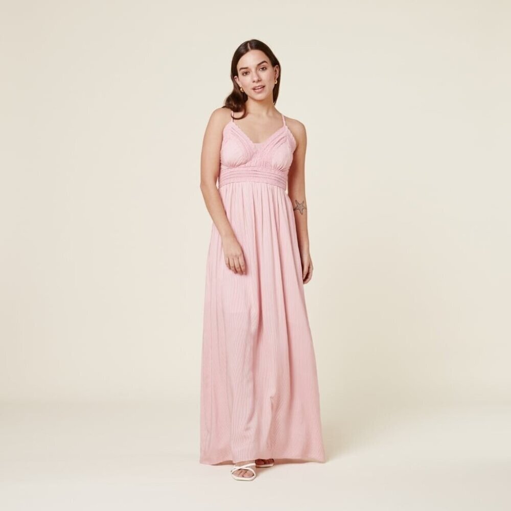 EXIT Smocked Maxi Sundress Women's Strappy Pullover Pink Size S Made in Peru NWT